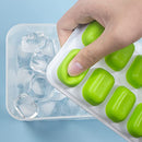 DOQAUS Ice Cube Tray with Lid and Bin, 4 Pack Silicone Plastic Ice Cube Trays for Freezer with Ice Box, Ice Trays with Ice Container, Stackable Ice Tray with Storage Ice Bucket,Ice Tong,Ice Scoop