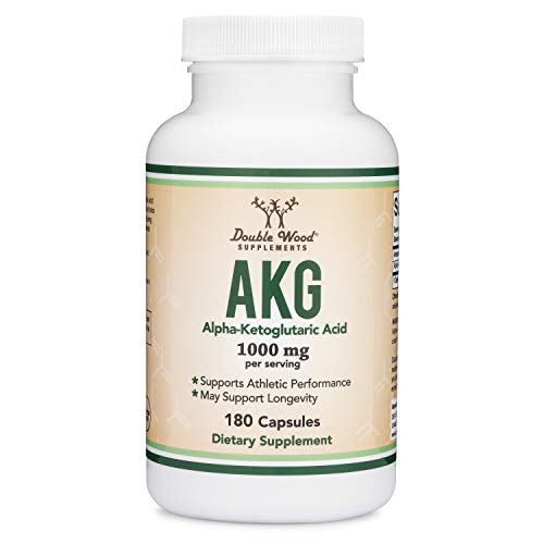AKG Supplement (Alpha Ketoglutaric Acid) 1,000mg Per Serving (180 Capsules) Different and May Be More Effective Than AAKG (Recently Studied for Healthy Aging Properties) Gluten Free