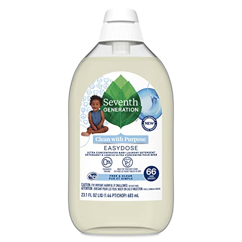 Seventh Generation EasyDose Laundry Detergent, Ultra Concentrated: 66 Loads, Free & Clear Designed for Sensitive Skin, 23.1 Fl Oz