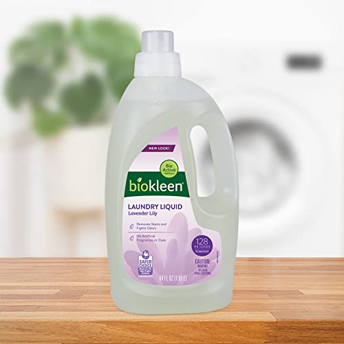 Biokleen Laundry Detergent -128 HE Loads - Citrus Essence 64 Fl Oz Concentrated, Eco-Friendly, Plant-Based, No Artificial Fragrance - Packaging May Vary