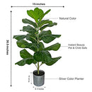 BESAMENATURE Artificial Fiddle Leaf Fig Tree/Faux Ficus Lyrata for Home Office Decoration, 30.5" Tall, with Cotton Rope Basket