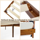 Bme Caden 15" Bed Frame with Adjustable Headboard - Mid Century, Retro Style with Acacia Wood - No Box Spring Needed - Wood Slat Support - Easy Assembly (Caramel, King (U.S. Standard))