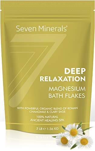 Deep Relaxation Magnesium Chloride Flakes 3lb – Absorbs Better Than Epsom Salt - Unique Full Bath Soak Formula for Stress and Relaxing - with USDA Organic Roman Chamomile & Clary Sage