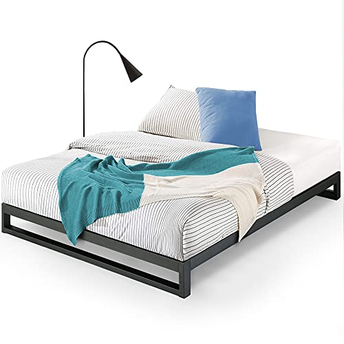 ZINUS Trisha Metal Platforma Bed Frame with Headboard, Wood Slat Support, No Box Spring Needed, Easy Assembly, Queen,Black