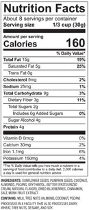 NuTrail Nut Granola, Blueberry Cinnamon, No Sugar Added, Gluten Free, Grain Free, Keto, Low Carb, Healthy Breakfast Cereal 8 oz. 1 Count