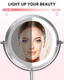 Gospire 1x/10x Magnifying Lighted Makeup Mirror Double Sided Round Standing 360 Degree Swivel Mirror for Shaving Bathroom 7 Inch Diameter