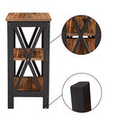 VECELO Modern Versatile Nightstands X-Design Side End Table Night Stand Storage Shelf with Bin Drawer for Living Room Bedroom, Set of 2 (Brown)