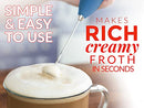 Powerful Milk Frother Foam Maker for Lattes - Whisk Drink Mixer for Coffee, Cappuccino, Frappe, Matcha, Hot Chocolate (Black)