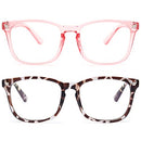 livho 2 Pack Blue Light Blocking Glasses, Computer Reading/Gaming/TV/Phones Glasses for Women Men,Anti Eyestrain & UV Glare (*B1 Light Blcak+Clear, Clear)