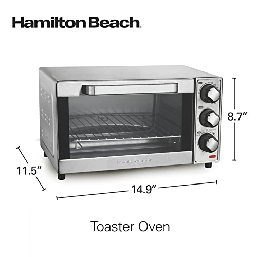 Hamilton Beach Countertop Toaster Oven & Pizza Maker Large 4-Slice Capacity, Stainless Steel (31401)