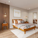 Bme Caden 15" Bed Frame with Adjustable Headboard - Mid Century, Retro Style with Acacia Wood - No Box Spring Needed - Wood Slat Support - Easy Assembly (Caramel, King (U.S. Standard))