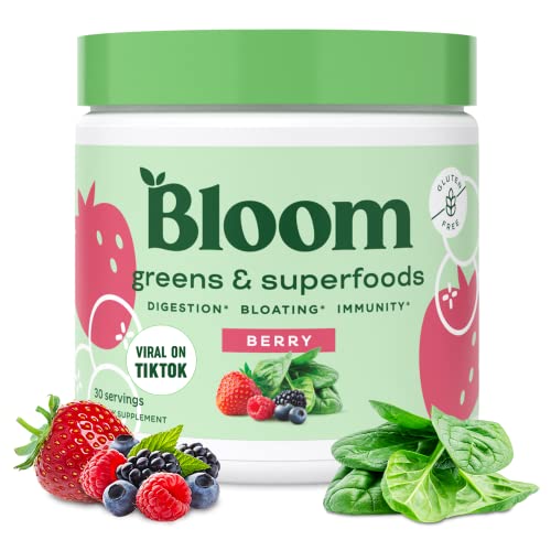 Bloom Nutrition Super Greens Powder Smoothie & Juice Mix - Probiotics for Digestive Health & Bloating Relief for Women, Digestive Enzymes with Superfoods Spirulina & Chlorella for Gut Health (Mango)