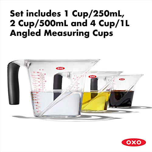 OXO Good Grips 3-Piece Angled Measuring Cup Set, Black