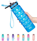 Fidus 32oz Motivational Water Bottles with Times to Drink & Straw,Leakproof BPA Free Bottle with Time Marker to Ensure You Drink Enough Water Daily for Fitness, Gym and Outdoor Sports