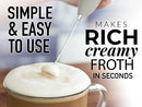Powerful Milk Frother Foam Maker for Lattes - Whisk Drink Mixer for Coffee, Cappuccino, Frappe, Matcha, Hot Chocolate (Black)