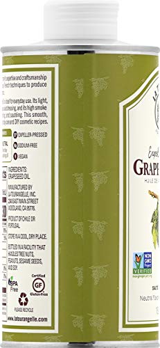 La Tourangelle, Expeller-Pressed Grapeseed Oil, High Heat Neutral Cooking Oil, Cast Iron Seasoning, Also Great for Skin, Hair, and DIY Beauty Recipes, 16.9 fl oz