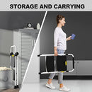 HBTower 3 Step Ladder, Folding Step Stool with Wide Anti-Slip Pedal, 500lbs Sturdy Steel Ladder, Convenient Handgrip, Lightweight, Portable Steel Step Stool, Black