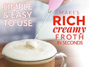 Powerful Milk Frother Foam Maker for Lattes - Whisk Drink Mixer for Coffee, Cappuccino, Frappe, Matcha, Hot Chocolate (Black)