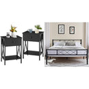 VECELO Modern Versatile Nightstands X-Design Side End Table Night Stand Storage Shelf with Bin Drawer for Living Room Bedroom, Set of 2 (Brown)