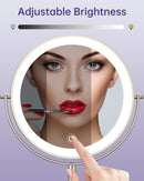 Gospire 1x/10x Magnifying Lighted Makeup Mirror Double Sided Round Standing 360 Degree Swivel Mirror for Shaving Bathroom 7 Inch Diameter