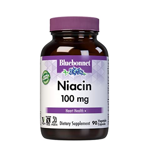 BlueBonnet Niacin 100 mg Vegetable Capsules, 90 Count ('743715004597)