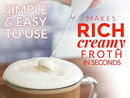 Powerful Milk Frother Foam Maker for Lattes - Whisk Drink Mixer for Coffee, Cappuccino, Frappe, Matcha, Hot Chocolate (Black)