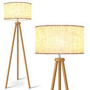 LEPOWER Wood Tripod Floor Lamp, Mid Century Standing Lamp for Living Room, Flaxen Lamp Shade, Modern Design Standing Lamp with E26 Lamp Base, Tall Floor Lamp for Bedroom, Study Room and Office