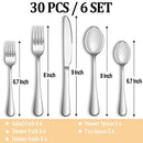30 Piece Silverware Set Service for 6,Premium Stainless Steel Mirror Polished Cutlery Utensil Set,Durable Home Kitchen Eating Tableware Set,Include Fork Knife Spoon Set,Dishwasher Safe