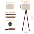 LEPOWER Wood Tripod Floor Lamp, Mid Century Standing Reading Light for Living Room, Bedroom, Study Room and Office, Modern Design, Flaxen Shade with E26 Base (Walnut)