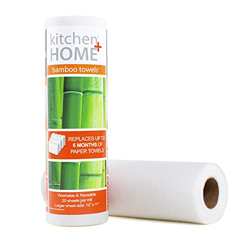 Kitchen + Home Bamboo Paper Towels – Heavy Duty Washable Reusable Rayon Towels - One roll replaces 6 months of towels! (2)