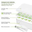 DOQAUS Ice Cube Tray with Lid and Bin, 4 Pack Silicone Plastic Ice Cube Trays for Freezer with Ice Box, Ice Trays with Ice Container, Stackable Ice Tray with Storage Ice Bucket,Ice Tong,Ice Scoop