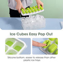 DOQAUS Ice Cube Tray with Lid and Bin, 4 Pack Silicone Plastic Ice Cube Trays for Freezer with Ice Box, Ice Trays with Ice Container, Stackable Ice Tray with Storage Ice Bucket,Ice Tong,Ice Scoop