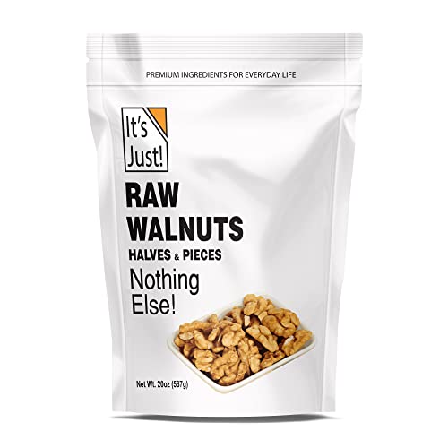 It's Just - Raw Walnuts, California Grown, Made in USA, 20oz (1.25lb), Unsalted, Halves & Pieces