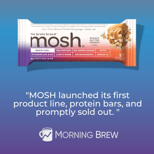 MOSH Variety Pack Protein Bars, 6pk, Keto Snack, Gluten-Free, No Added Sugar, 12g Whey Protein, Lion's Mane, B12 Vitamins, Supports Brain Health, Breakfast To-Go (Flavors may vary)