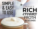 Powerful Milk Frother Foam Maker for Lattes - Whisk Drink Mixer for Coffee, Cappuccino, Frappe, Matcha, Hot Chocolate (Black)
