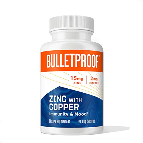 Bulletproof Zinc with Copper Capsules, 60 Count, Minerals and Antioxidant Supplement for Immunity and Mood