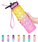 Fidus 32oz Motivational Water Bottles with Times to Drink & Straw,Leakproof BPA Free Bottle with Time Marker to Ensure You Drink Enough Water Daily for Fitness, Gym and Outdoor Sports