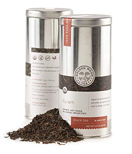 Golden Moon Tea - Pu-erh Tea - Organic - Loose Leaf - Non GMO - 3oz Tin - 19 Servings