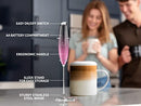 Powerful Milk Frother Foam Maker for Lattes - Whisk Drink Mixer for Coffee, Cappuccino, Frappe, Matcha, Hot Chocolate (Black)