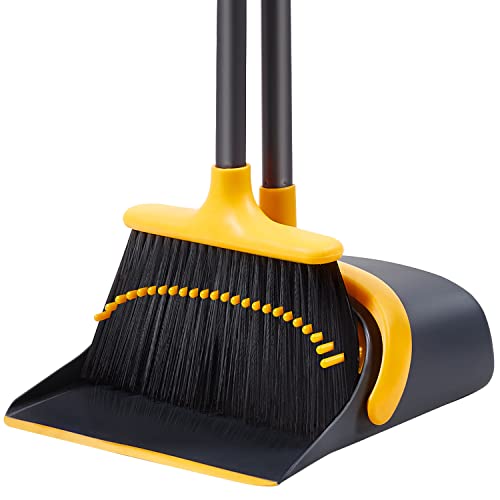 Broom and Dustpan, Broom and Dustpan Set for Home, Long Handle Broom with Dustpan, Broom and Dustpan Combo for Office Home Kitchen Lobby Floor Use Dustpan and Broom Set