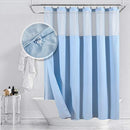 Hotel Style Cotton Shower Curtain with Snap-in Fabric Liner, Mesh Window Top, Honeycomb Waffle Weave Cotton Blend Fabric, Washable, White, 72x72 Inches