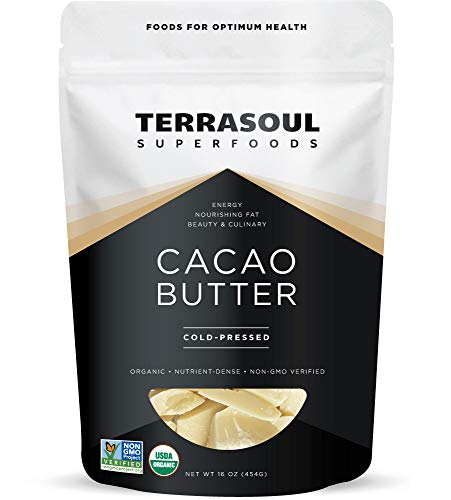 Terrasoul Superfoods Organic Cacao Butter, 1 Lb - Raw | Keto | Vegan | Unrefined (Shipping Only)