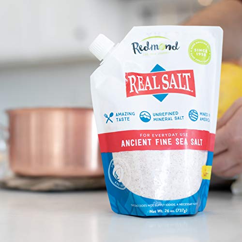 REDMOND Real Sea Salt - Natural Unrefined Gluten Free Fine, 26 Ounce Pouch (1 Pack) (Shipping Only)