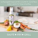 La Tourangelle, Expeller-Pressed Grapeseed Oil, High Heat Neutral Cooking Oil, Cast Iron Seasoning, Also Great for Skin, Hair, and DIY Beauty Recipes, 16.9 fl oz