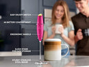 Powerful Milk Frother Foam Maker for Lattes - Whisk Drink Mixer for Coffee, Cappuccino, Frappe, Matcha, Hot Chocolate (Black)