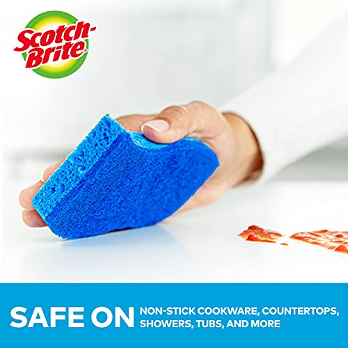Scotch-Brite Zero Scratch Scrub Sponges for Cleaning Kitchen, Bathroom, and Household, Non-Scratch Sponges Safe for Non-Stick Cookware, 6 Scrubbing Sponges