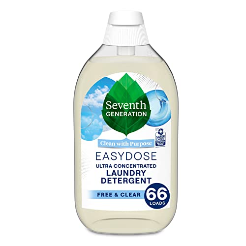 Seventh Generation EasyDose Laundry Detergent, Ultra Concentrated: 66 Loads, Free & Clear Designed for Sensitive Skin, 23.1 Fl Oz