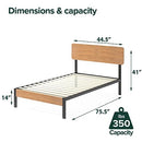 ZINUS Paul Metal and Bamboo Platform Bed Frame, Wood Slat Support, No Box Spring Needed, Easy Assembly, King