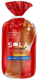 Sola Low Carb Sweet & Buttery Variety Pack, 1 Sweet & Buttery Bread, 1 Golden Wheat Hot Dog Buns, 1 Golden Wheat Hamburger Buns, (Pack of 3) (Shipping Only)