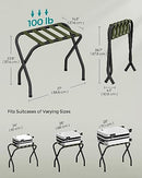 SONGMICS Luggage Rack, Pack of 2, Luggage Racks for Guest Room, Suitcase Stand, Steel Frame, Foldable, for Bedroom, Black URLR64B-2